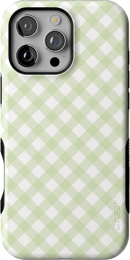 Casely iPhone 16 Pro Case | Fit Check | Neutral Checkerboard | Compatible with MagSafe | Bold Protective Design