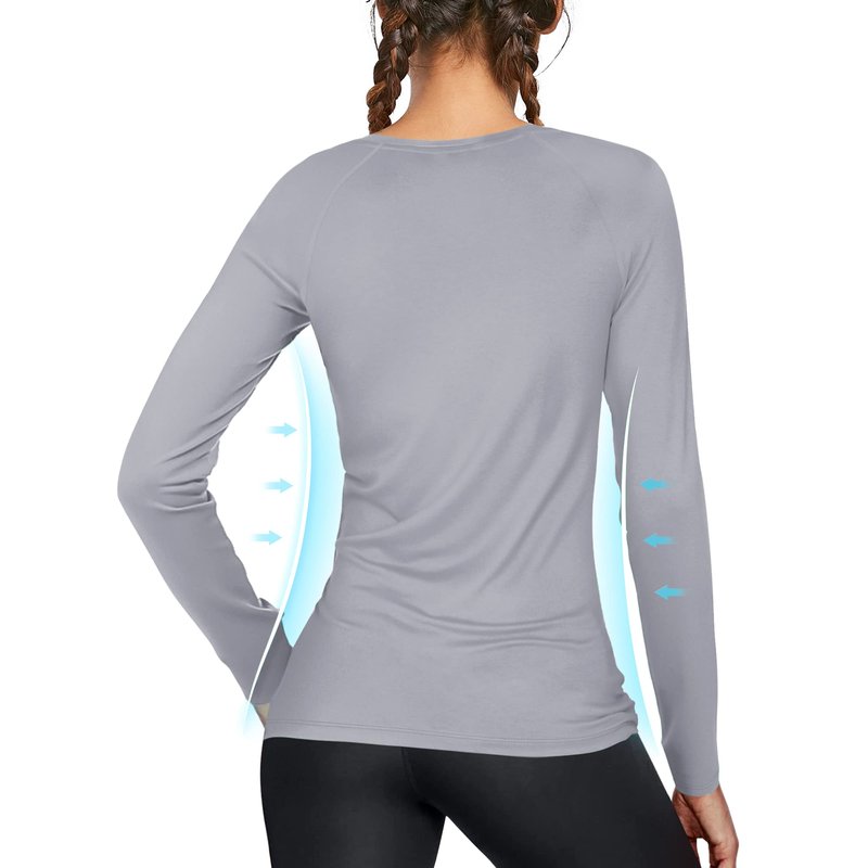 isnowood Swim Shirts for Women, UPF 50+ UV Sun Protection Long Sleeve Shirt, Lightweight Quick Dry Workout Hiking Running Rash Guard Top