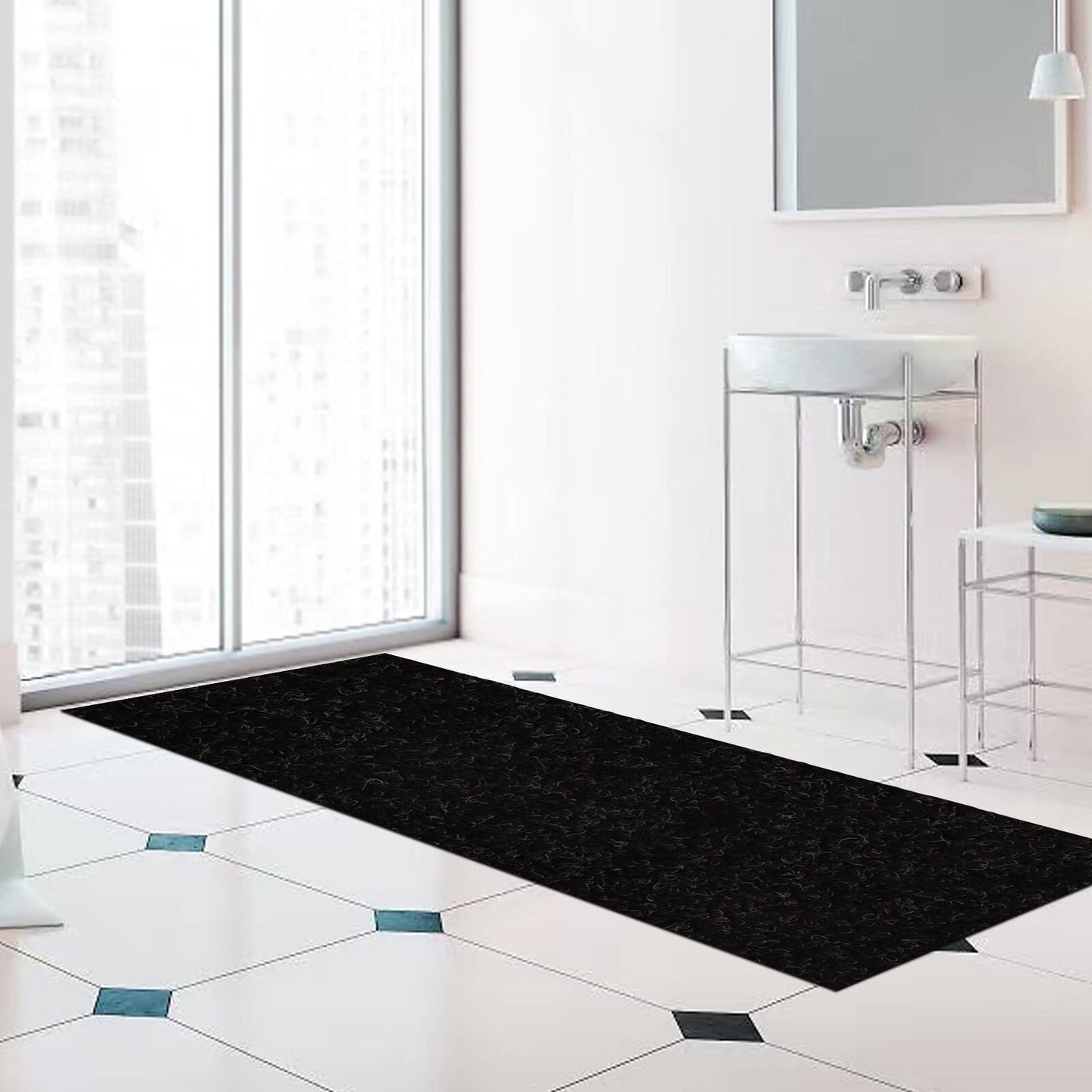 Runner Rug 2 ft x 6 ft Carpet Runners, Indoor/Outdoor Hallway Kitchen Entryway Bedroom Area Rugs with Non-Slip Rubber Backing, Garage mat, Black, Custom