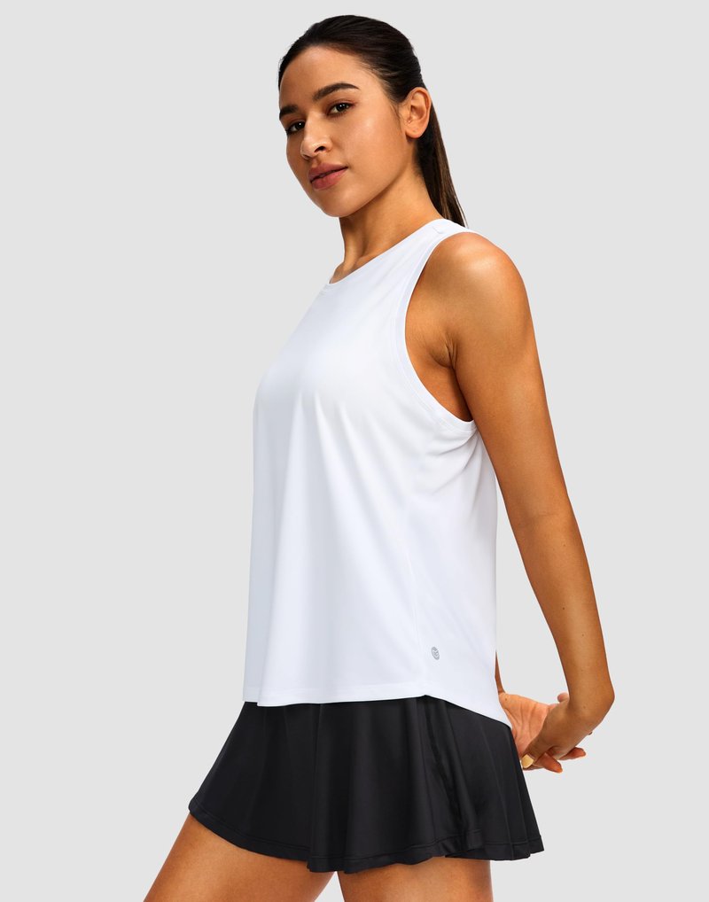 Women's Workout Tops Racerback Athletic Tank Tops Sleeveless Loose Fit Yoga Running Gym Shirts for Women(White,L)