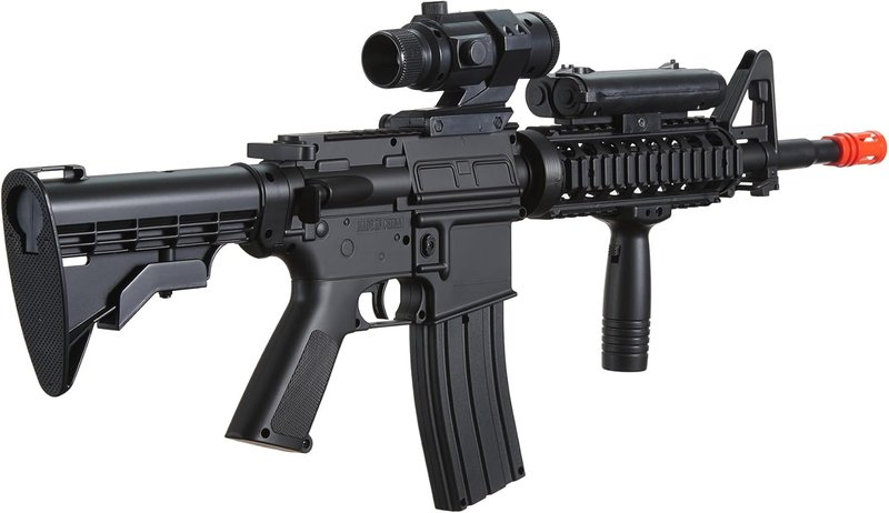 Airsoft M4 RIS Electric AEG Rifle - Full Automatic, Black | Battery & Charger Included