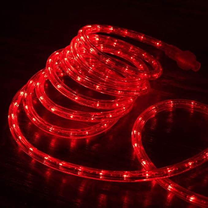 WYZworks 3312LEDs, 300ft LED Rope Light, Connectable Waterproof Permanent Outdoor Clear PVC Tube, ETL Certified, Christmas Trees Holiday Decorative Landscape Backyard Patio Accent Lighting - Red