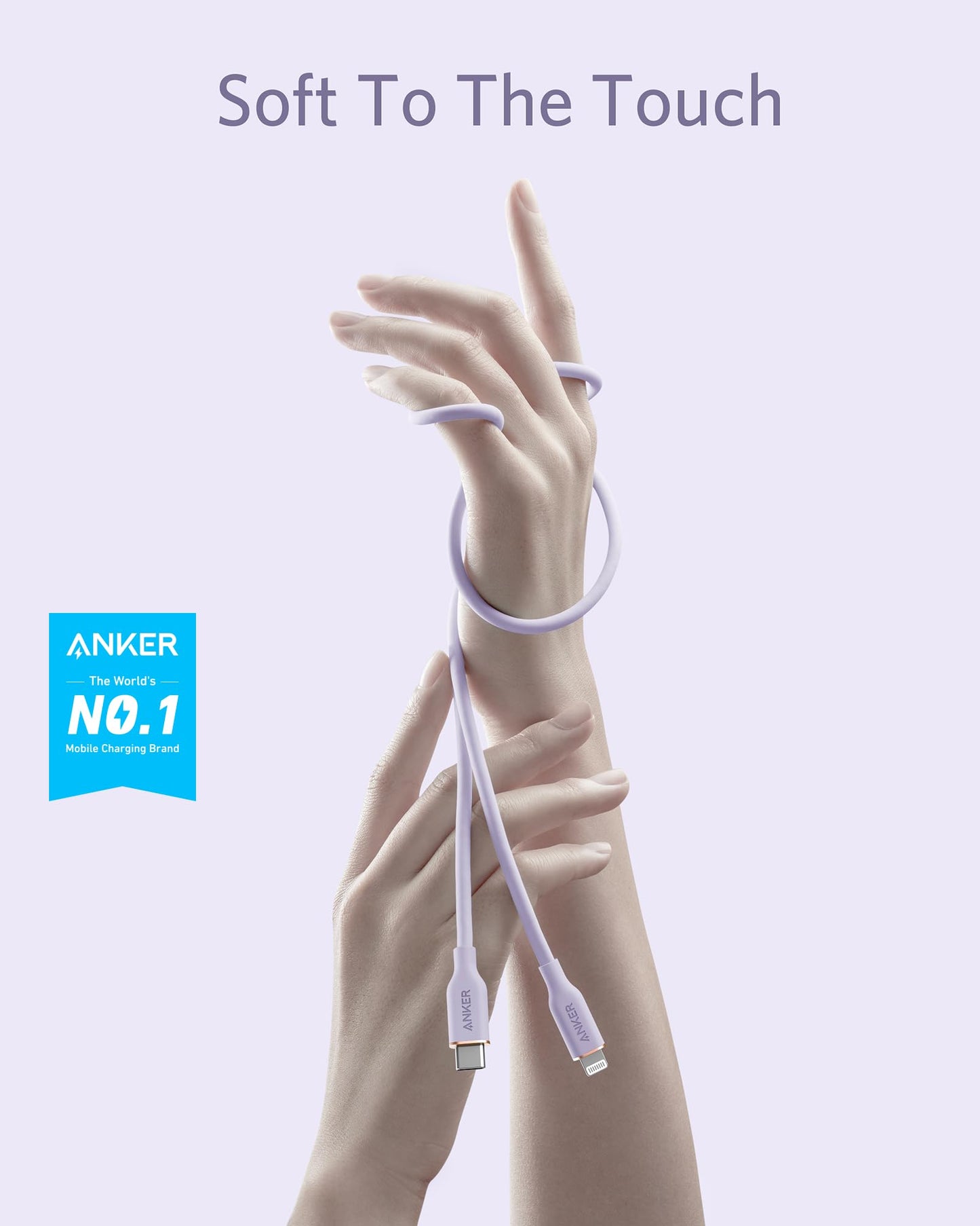 Anker USB C to Lightning Cable, MFi Certified Powerline III Flow Silicone Charging Cable for iPhone 13 13 Pro (Cloud White, 6ft)