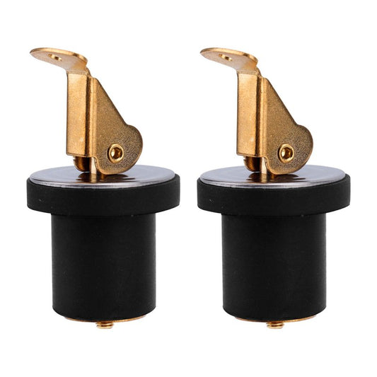 Fukaisu 2pcs Brass Boat Drain Plugs, 3/4 Inch Deck and Baitwell Bait Well Plug with Snap Handle Livewell Live Well Drain Plug for Marine Kayak Yacht Fishing Boating Boats Accessories