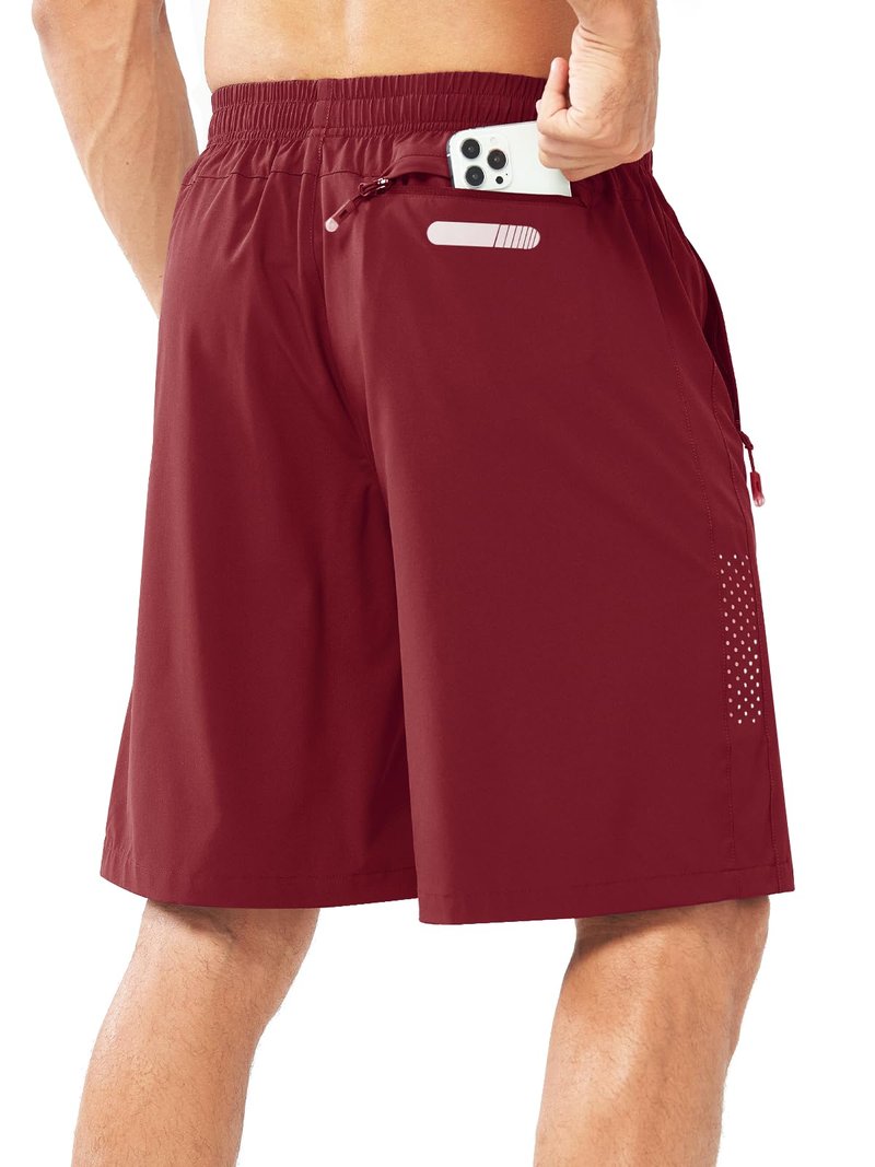 NORTHYARD Men's Athletic Running Shorts Gym Workout 7"/9"/5" Quick Dry Lightweight Sports Basketball Tennis 3 Zipper Pockets WINERED-9inch S
