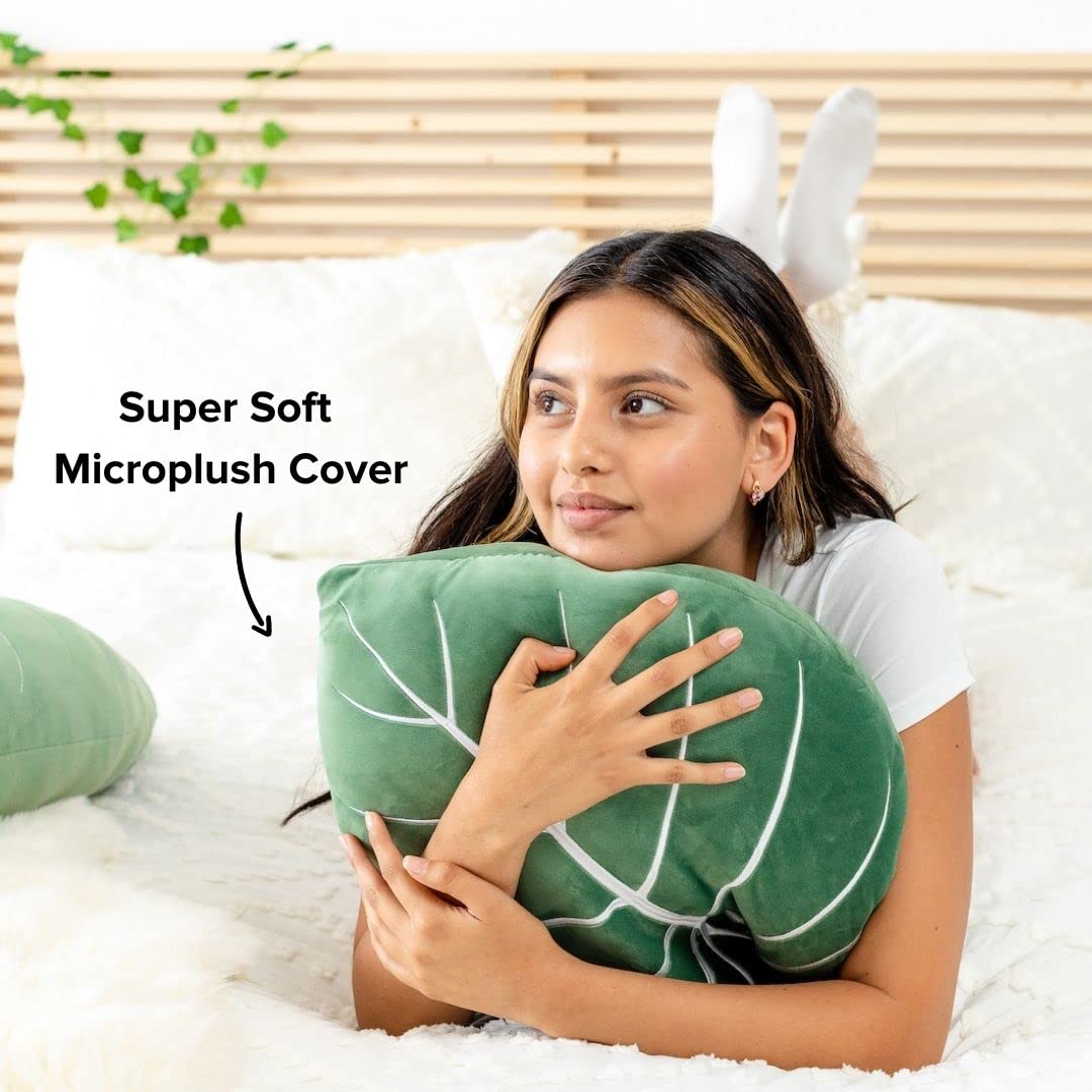 Green Philosophy Co. Monstera Leaf Pillow - Mossy Earth - Large Soft Plant-Shaped Plush Cushion for Couch, Bed, or Reading Nook - Cute & Unique Nature-Inspired Decor Super Soft & Cuddly Throw Pillow