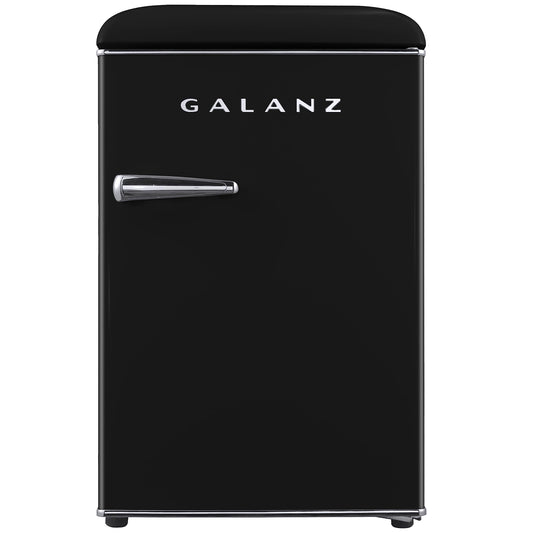 Galanz GLR25MBKR10 Retro Compact Refrigerator, Mini Fridge with Single Doors, Adjustable Mechanical Thermostat with Chiller, Black, 2.5 cu ft