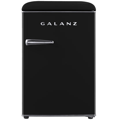 Galanz GLR25MBKR10 Retro Compact Refrigerator, Mini Fridge with Single Doors, Adjustable Mechanical Thermostat with Chiller, Black, 2.5 cu ft