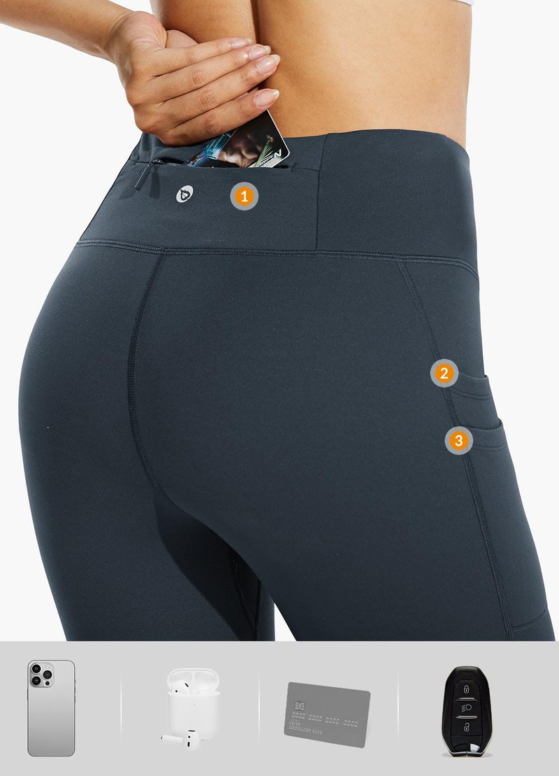 baleaf Fleece Lined Leggings Women Water Resistant 25" Petite Winter Warm Legging Thermal Running Tights Yoga Hiking Pants Grey S