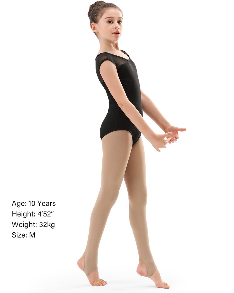 Stelle Girls Women Stirrup Tights Ultra Soft Dance Tights for Ballet, Gymnastics, School (Little Kid/Big Kid/Women)（3 pack Tan，6-8Years）