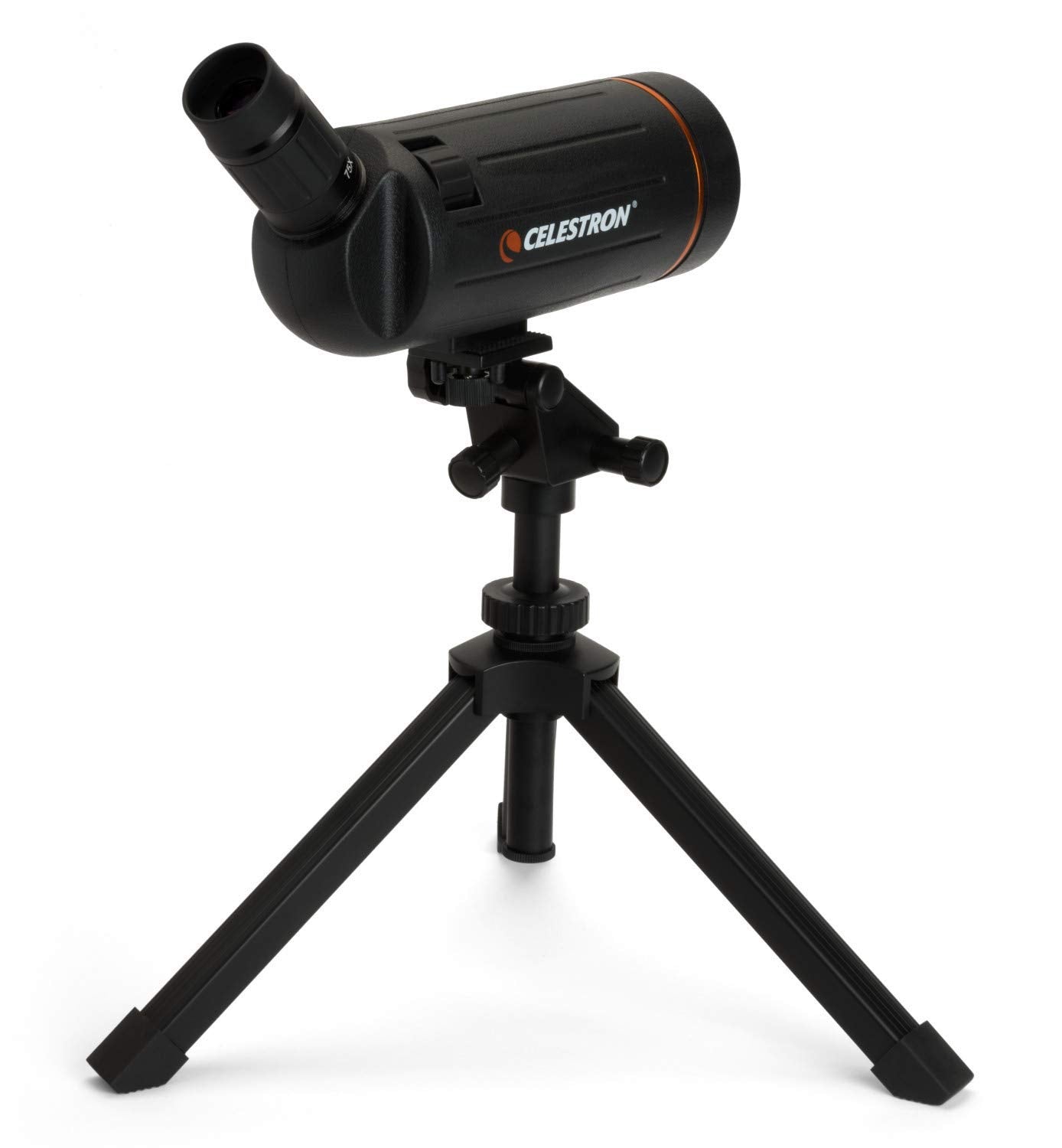 Celestron 52238 Mini Mak 70mm Angled Spotting Scope – Maksutov Spotting Scope – Great for Long Range Viewing – 25–75x Zoom Eyepiece – Multi-Coated Optics – Rubber Armored – Tabletop Tripod Included