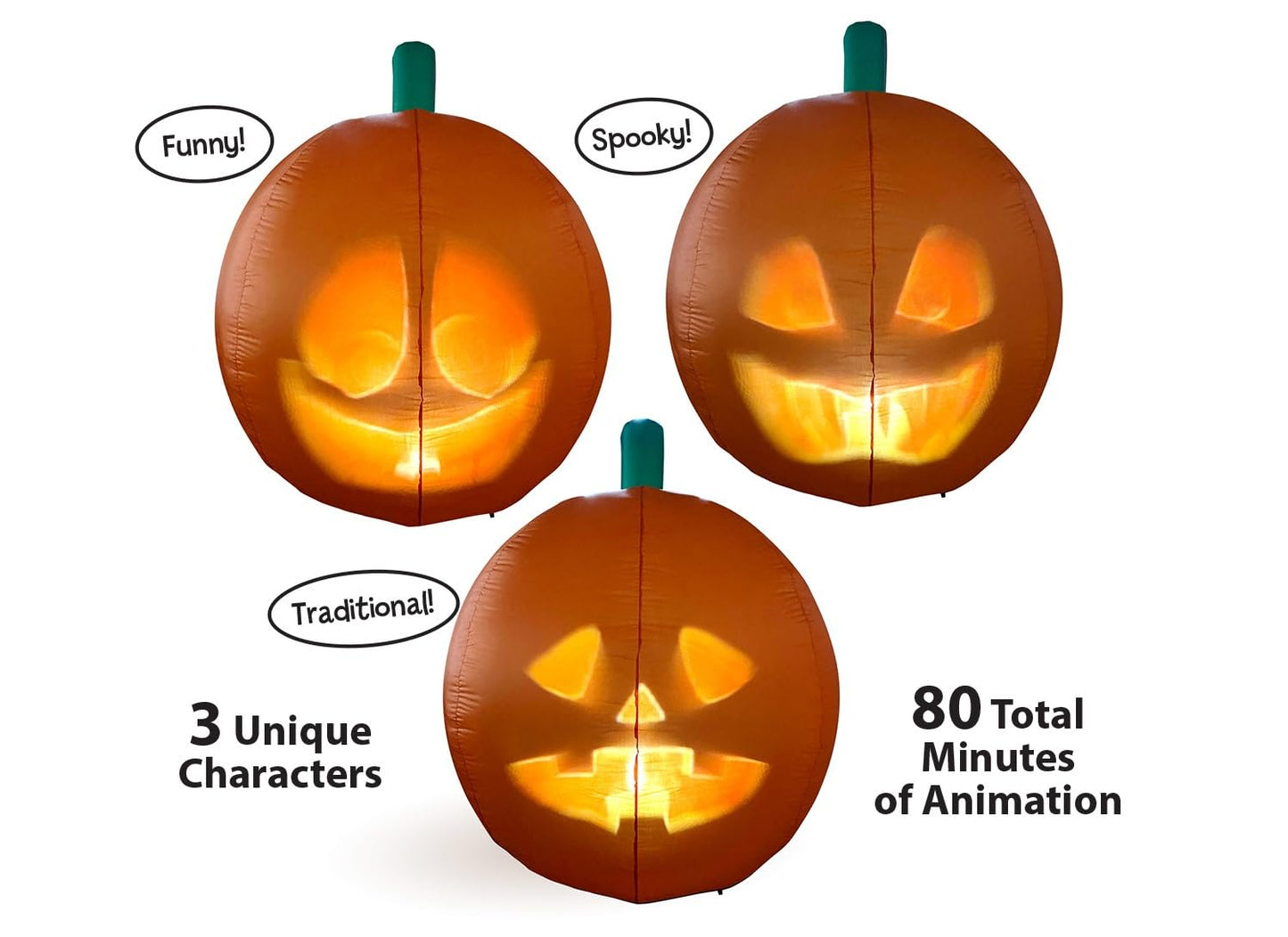ANIMAT3D Inflatable Jabberin' Jack 5 Foot Tall Talking Animated Pumpkin with 56 Inch HD Screen and Built in Projector + Speaker Includes 80 Minutes of Content