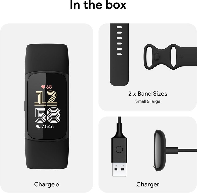 Fitbit Charge 6 Fitness Tracker - Heart Rate Monitor & GPS | Obsidian Color