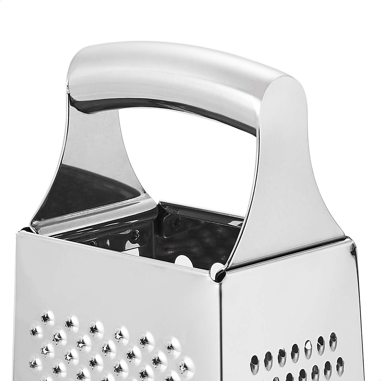 Amazon Basics Rectangular 4-Sided Box Cheese Grater, Stainless Steel, Zester, Non-Slip Base, Dishwasher-Safe, 9 inch, Black