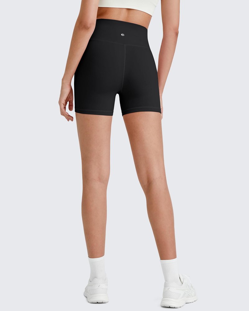 G4Free Biker Shorts for Women Tummy Control High Waisted Yoga Workout Running Gym Shorts with Pockets(Black,6",L)