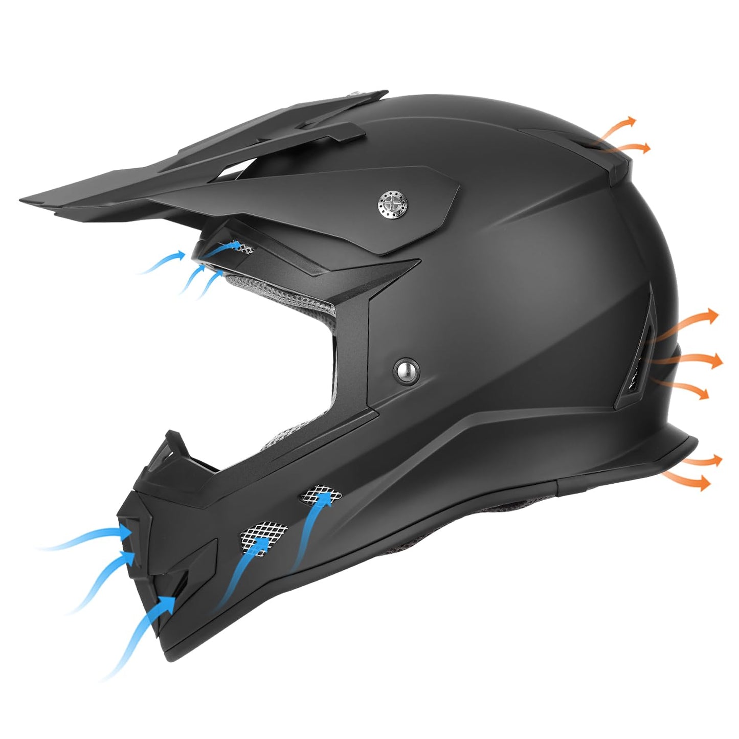 GLX GX23 Dirt Bike/Motocross Helmet - Matte Black, Large - DOT Approved