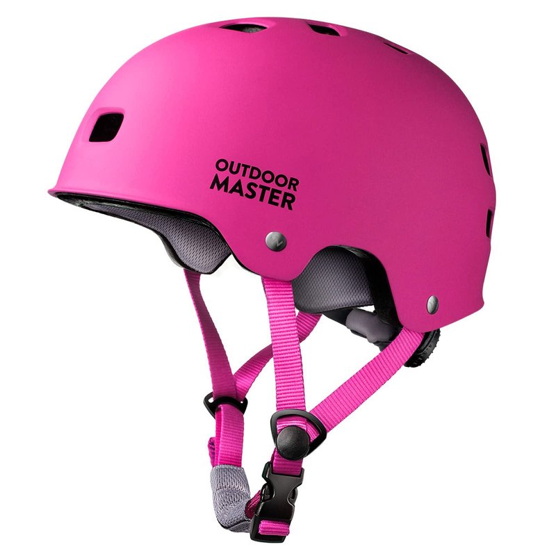 OutdoorMaster Skateboard Cycling Helmet - Two Removable Liners Ventilation Multi-Sport Scooter Roller Skate Inline Skating for Kids, Youth & Adults - M - Pink