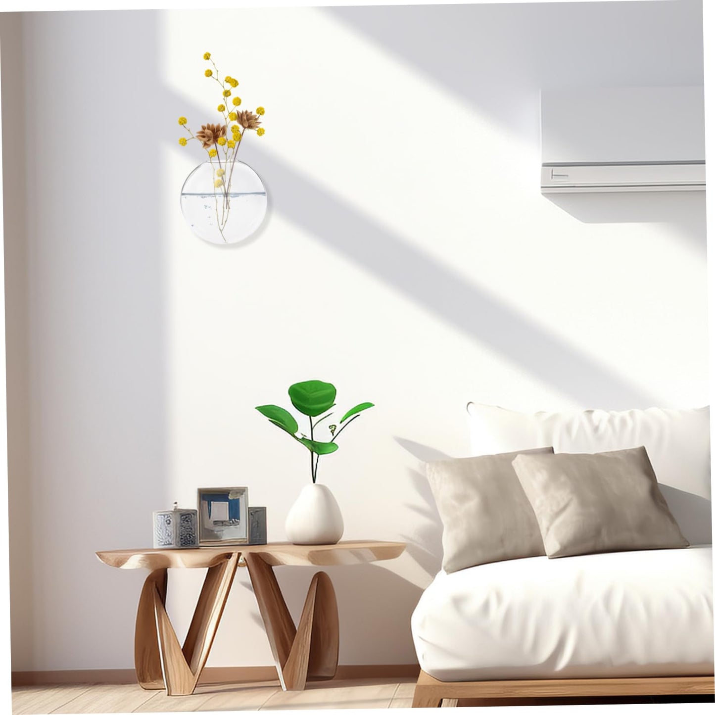 Ciieeo 2pcs Wall-Mounted Boho Decor Hydroponic Glass Vase Hanging Plant Terrariums for Home Office