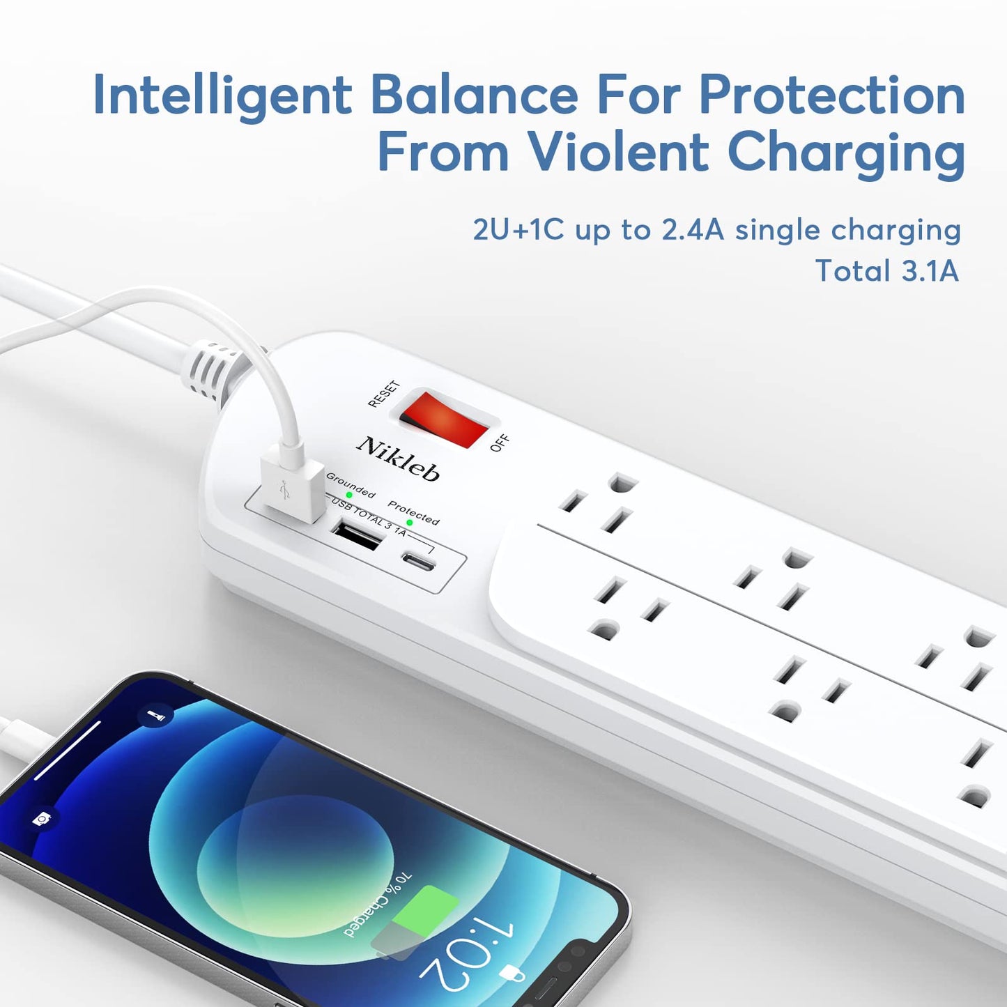 Power Strip 23 in 1, 20 Outlets Surge Protector Wall Mount with 2 USB+1 USB C Ports, Multi Plug Extension Cord 6ft Heavy Duty, Accessories for Gaming, Studio, Home, Office, Desk Organizers