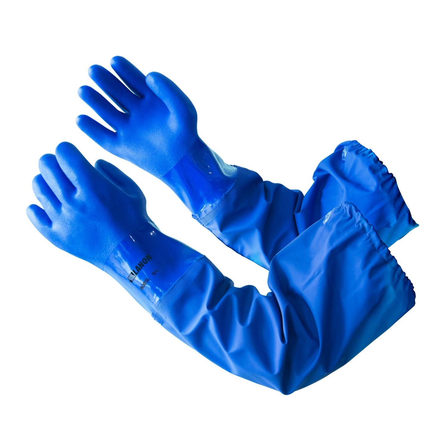 LANON PVC Coated Chemical Resistant Gloves, Reusable Heavy Duty Safety Work Gloves, Acid, Alkali & Oil Protection, 26" Elbow Length, X-Large