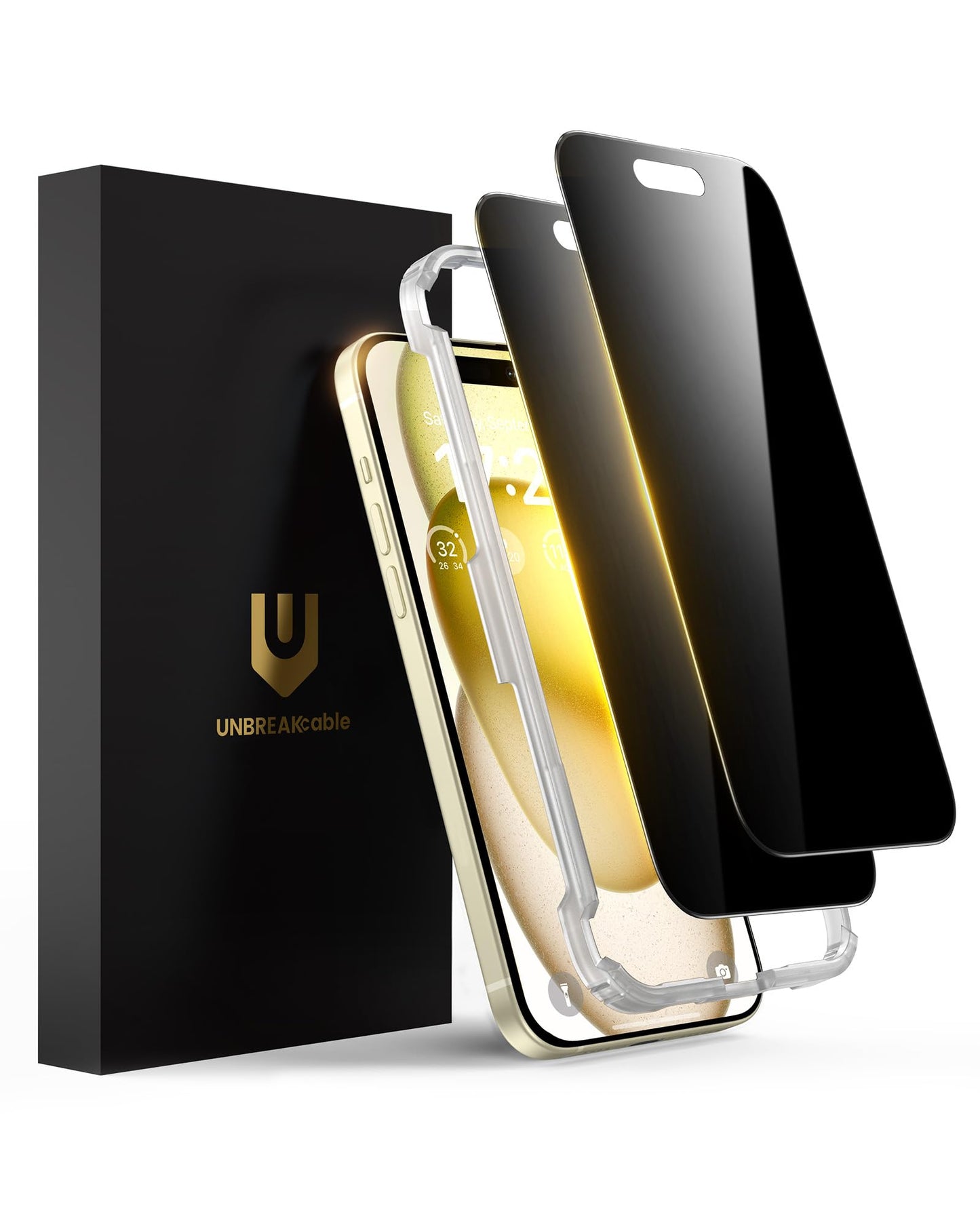 UNBREAKcable Privacy Screen Protector for iPhone 14/ iPhone 13/13 Pro, Tempered Glass [True 28°Anti Spy] [9H Hardness] [Case Friendly] Private Protector for iPhone 6.1" - 2 Pack