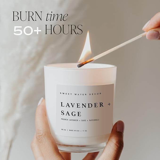 Sweet Water Decor Cozy Season Soy Candles - Fall Candles with Woods, Warm Spice, and Citrus Scent for Home Decor - Soy Candle with 50 Hours Burn Time - 11Oz Wood Lid White Jar Candles Fall Scents