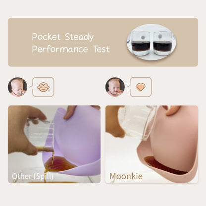 Moonkie Silicone Baby Bibs Set Of 2 | BPA Free Waterproof | Soft Flexible Adjustable Silicone Bibs for Babies & Toddlers(Dark Grey/Kodak)