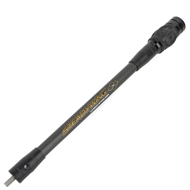 AMEYXGS Archery Bow Stabilizer for Compound Bow, 3K Carbon Fiber 6", 8", 10", 12" Rods, Damping System, Weights Kit, Single Side V-Bar Mount,Quick Disconnect (12″)