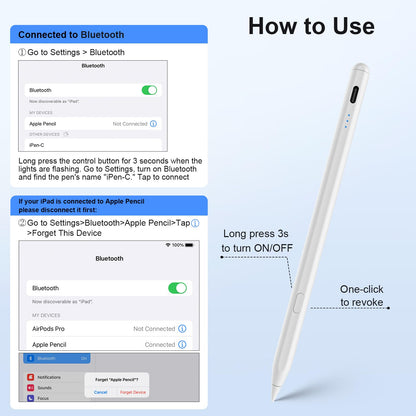 Stylus Pen for iPad (2018-2025), USB-C Fast Charging Pencil, Pixel-Perfect Tilt Sensitivity for Apple iPad 11/10/9/8/7/6/A16, ipad Mini 7/6/5, Air M3/M2 11"/13"/5/4/3, i-Pad Pro M4 13"/12.9″/11″