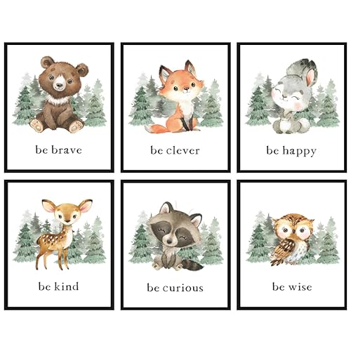 8x10 Baby Woodland Animal Prints Wall Art for Nursery Decor, Woodland Nursery Wall Art for Boys,Woodland Forest Animals Nursery Decor for Baby Boy Girls, UNFRAMED