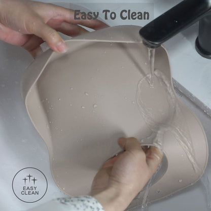 Ginbear Baby Bowls with Suction, Silicone Bibs, Self Feeding Spoons, Led Weaning Supplies, Toddler Eating Set for Ages 6 Months+ (Almond)