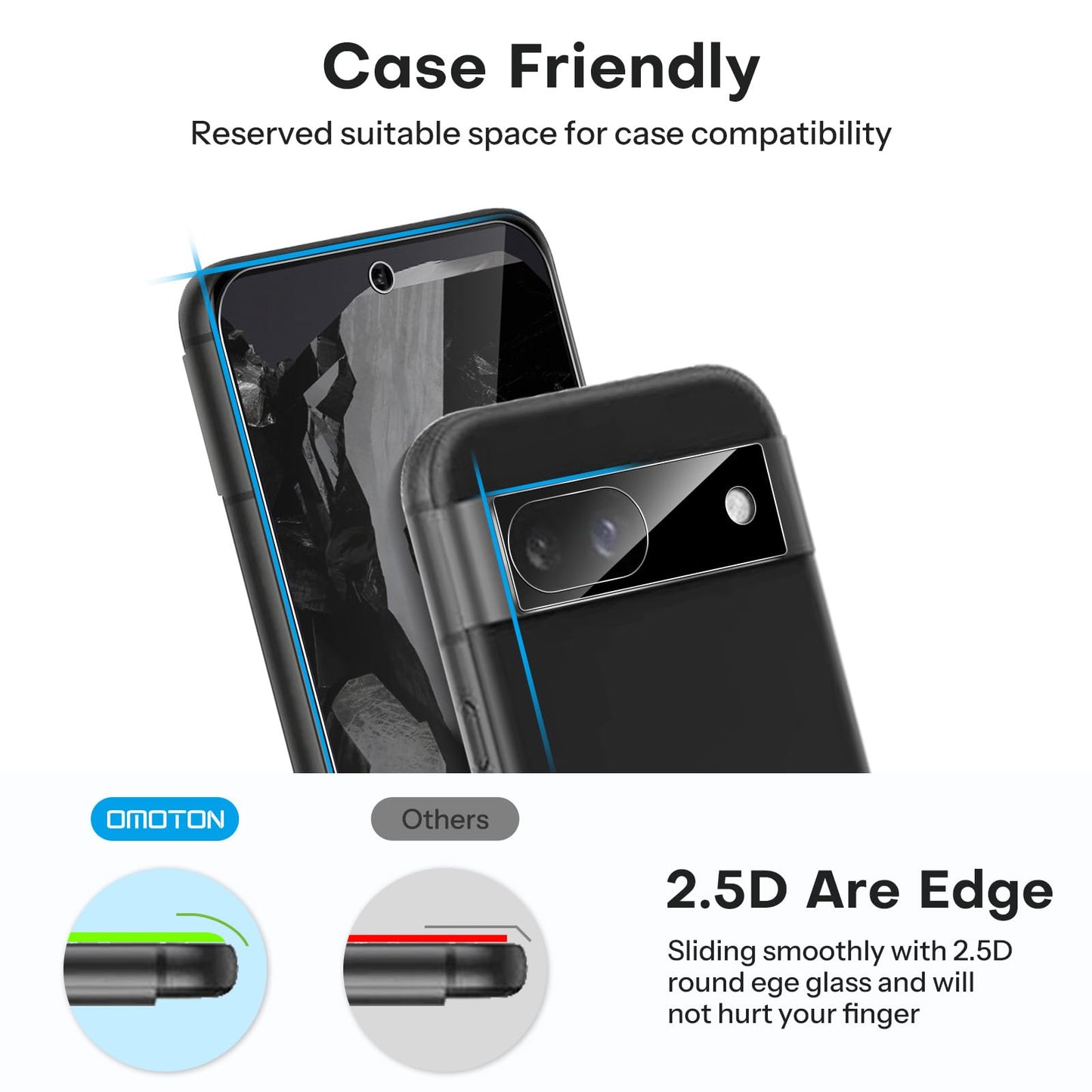 OMOTON 3+2 Pack for Google Pixel 9 Pro Screen Protector, 3 Pack Tempered Glass Screen Protector & 2 Pack Camera Lens Protector for Pixel 9 Pro 2024 6.3-inch, Case Friendly (Not for Pixel 9/9 Pro XL)