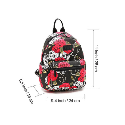 Fvstar Skull Girls Backpack Purse Mini Women Backpack Teens School Satchel Cute Lightweight Purse Casual Outdoor Travel Daypack for Birthday Gifts