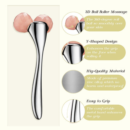 Tekson Faical Roller Massager, 3D Metal Face Massage Tool for Reduce Puffiness, Remove Eye Wrinkles, Face Lift, Increase Firmness, Anti-Aging, Skin Tightening (Zinc Alloy)