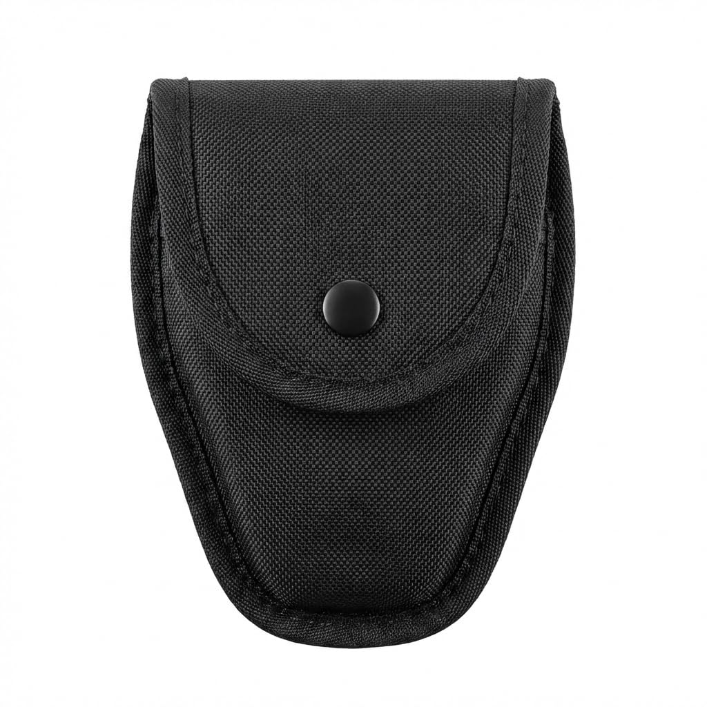 Handcuff Case Holster Pouch for Duty Belt or MOLLE Vest, Handcuff Holder Compatible with Standard Chain or Hinged Handcuffs, Open Top Cuff Sheath for Police Law Enforcement Security Officer Gear