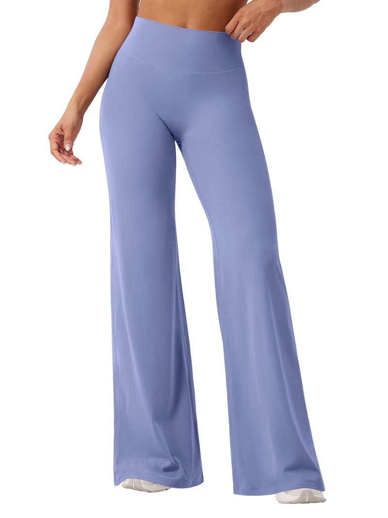 YEOREO Workout Leggings Womens No Front Seam Straight Leggings 33" High Waist Buttery Eddiy Gym Yoga Pants Ocean Blue XL