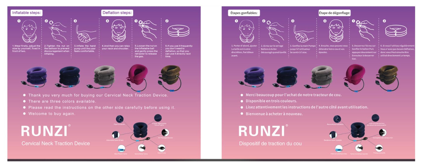 Cervical Neck Traction Device Inflatable Neck Stretcher, Easy to Use for Chronic Neck and Shoulder Pain Relief Traction Spine Alignment, Neck Cervical Brace，Purple