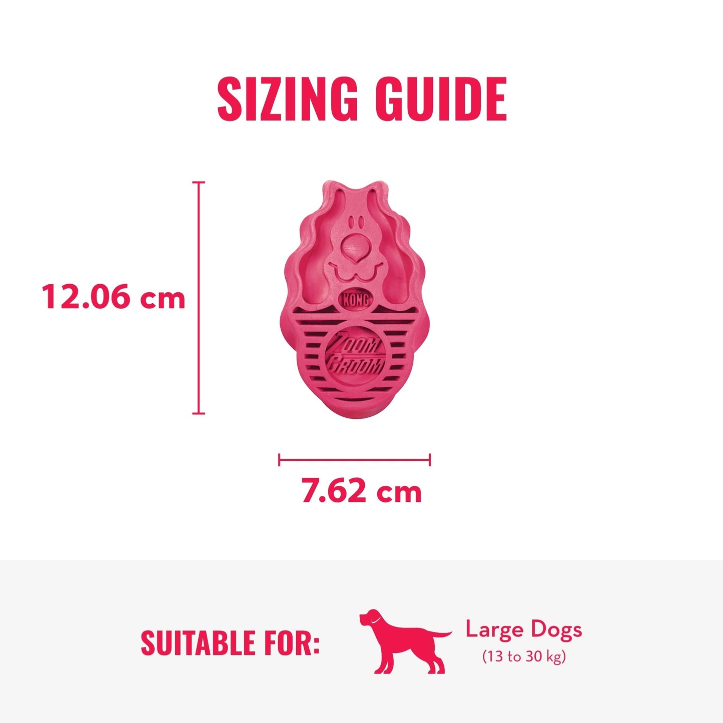KONG - ZoomGroom Red - Dog Brush for Grooming and Shampooing - For Large Dogs