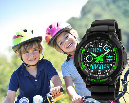 VDSOW Digital Watches for Kids Boys - 50M Waterproof Outdoor Sports Analogue Watch with Alarm/Timer/Dual Time Zone/LED Light, Childrens Electronic Shock Resistant Wrist Watches for Junior Teenagers