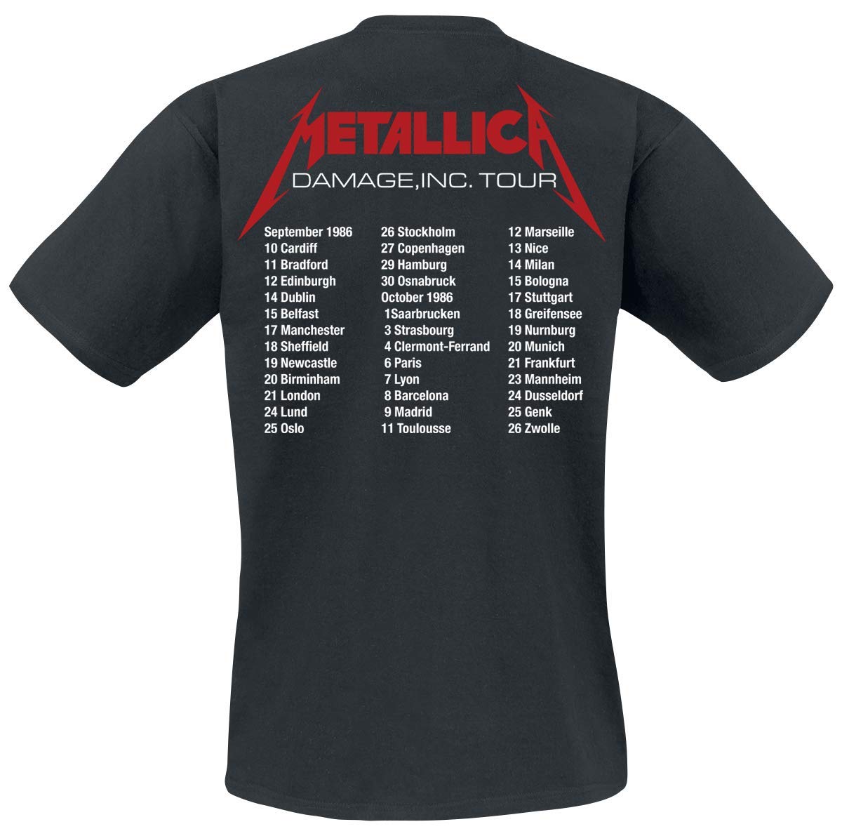 Metallica Men's Master of Puppets European Tour '86 BL_TS: M T-Shirt, Black (Black Black), Medium (Size:Medium)
