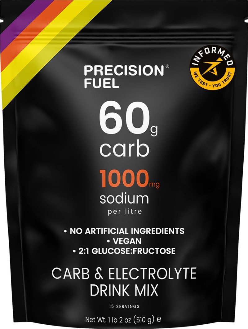 Precision Fuel PF60 Carb & Electrolyte Drink Mix Powder for Hydration & Energy - Endurance Sports Nutrition, Vegan, Hypotonic - 60g Carb, 1000mg Sodium per Litre - Mild Citrus Flavor, 1-Pack