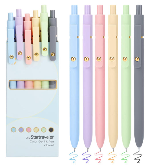 FIOVER Colored Pens, 6 Pack Colorful Gel Pens, Medium Point 0.7mm, Smooth Writing Journaling Supplies Multicolor Ballpoint for Journaling, Drawing, Doodling, and Note Taking (Multiple Colors)