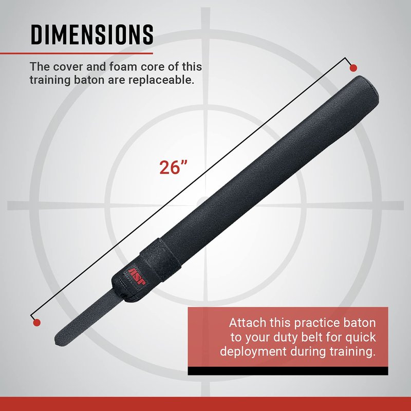 ASP, Inc. Soft Foam Training Police Baton with Carrier, 26-Inch Self-Defense Baton for Police Officers, Security Guards, and Law Enforcement, Personal Defense Equipment for Police Duty Belt