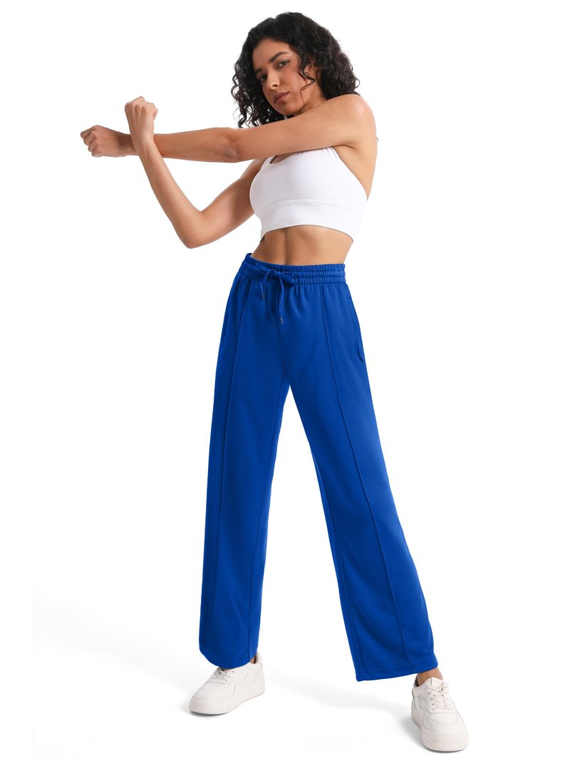 Tapata Tall Women's 34" Inseam Active Track Pants Striped Loose Fit Running Sporty Bottoms Travel Athletic Jogging, Blue, M