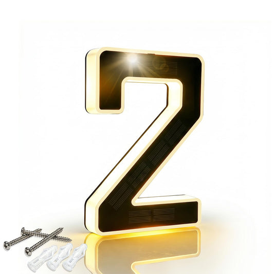 DIBMS 6.7 Inch Solar Lighted House Numbers for Outside Lighting, Waterproof LED Illuminated Address Sign, Personalized Backlit Number for Home Exterior Apartments Hotels Factories(Black-2, 6.7 INCH)