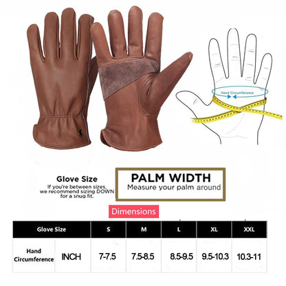 NBLEAGLO Leather gardening gloves for Men and women, Thorn proof Safety Leather Work Gloves for Garden,Construction Heavy Duty Work (Brown, Large)