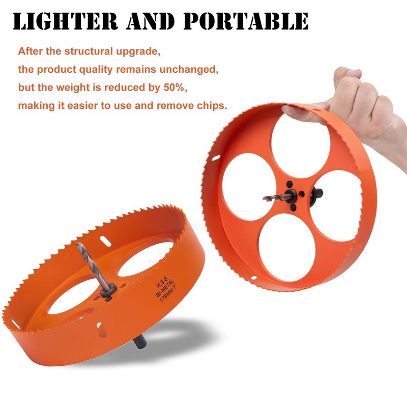 VIKITON 7 Inch Hole Saw with Arbor for Metal Wood Plastic, 7 in Bi-Metal Hole Cutter for Different Project with Smooth and Flat Drilling Edge, Fast Chip Removal,Lighter and Portable