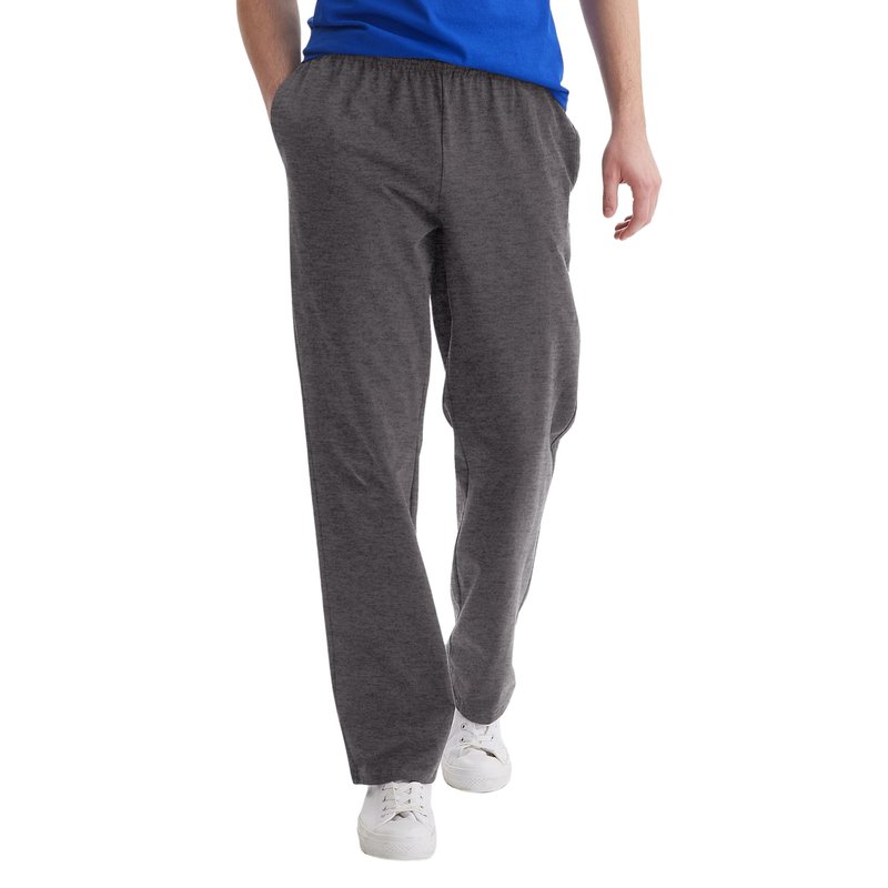 Hanes Essentials Sweatpants, Men’s Cotton Jersey Pants with Pockets, 33”, Charcoal Heather, Large
