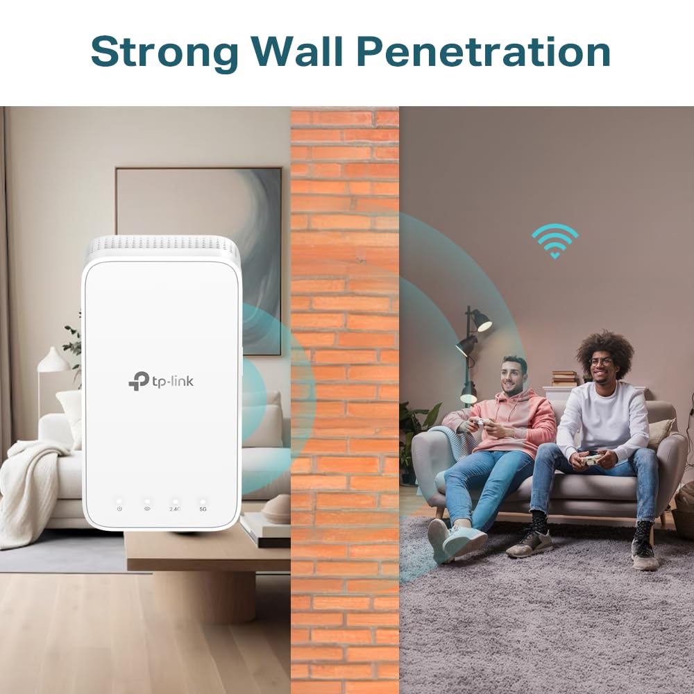 TP-Link RE300 AC1200Mbps WiFi Extender Booster Dual Band, EasyMesh, WiFi Booster Range Extender, Internet Booster, Access Point, Works with Any WiFi Router, App Control Easy Setup, UK Plug
