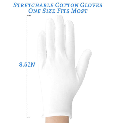30 Pcs White Cotton Gloves for Dry Hands Moisturizing Eczema Overnight, Men and Women Stretchable Cloth White Gloves for Coin Jewelry Silver Inspection Halloween
